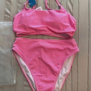 Cupshe Pink and White Striped Bikini Set